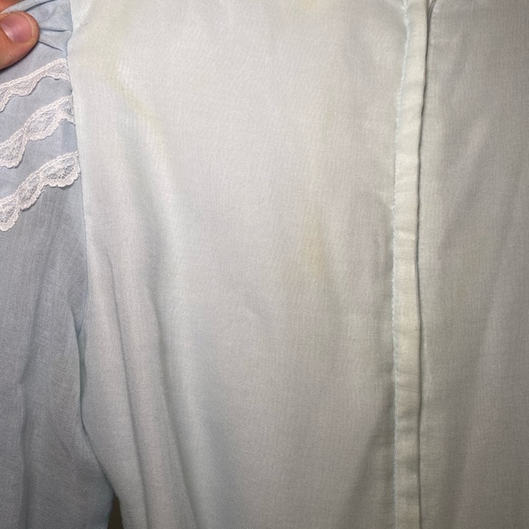 EUC True Vintage 1970s Pastel Pale Blue Gunne Sax Dress Lace Trim Pearl Buttons - Picture 10 of 13